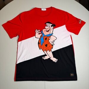 The Flintstones Fred Flintstone Red White Black Graphic T-Shirt Mens Large